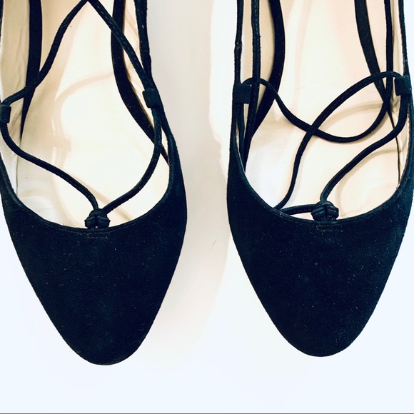 Karen Millen Lace Up Black Suede Flats 10 - Picture 5 of 8